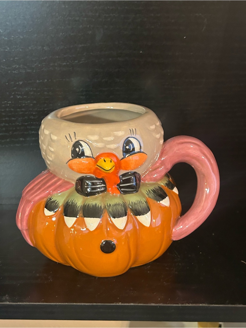 Whimsical Orange Pumpkin Turkey Ceramic Mug